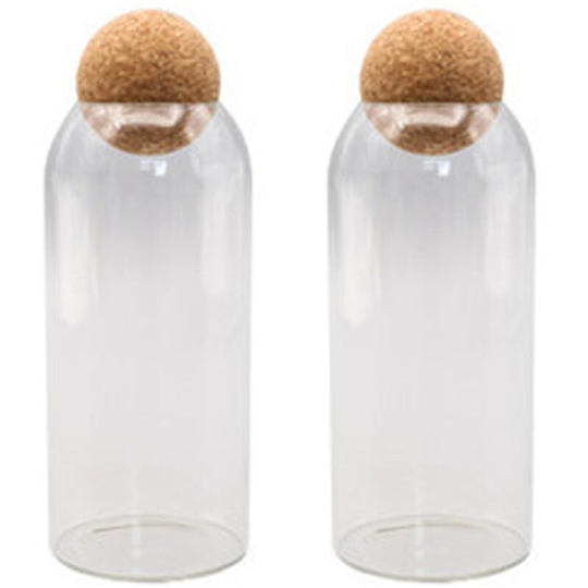 Pesce - Salt and Pepper Glass Salt & Pepper Shakers with Oak Stopper, Set of 2, Clear 1100ml