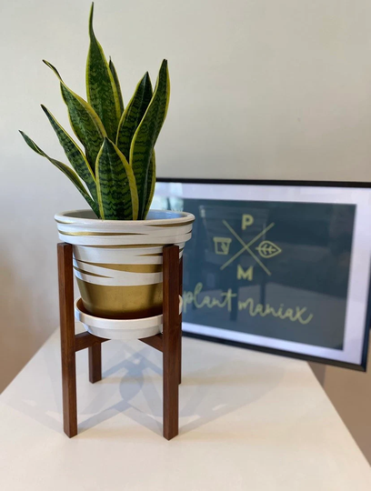 Plant Pot Stand - Solid Wood Hand Made in UK Haf Design Your Choice Of Size & Color Stain Fresh Every Time