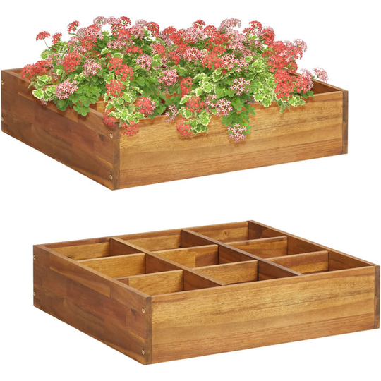 Asupermall - Herb Garden Planter Solid Acacia Wood 60x60x15 cm