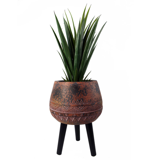 Large Composite Brown / Black Planter With Stand