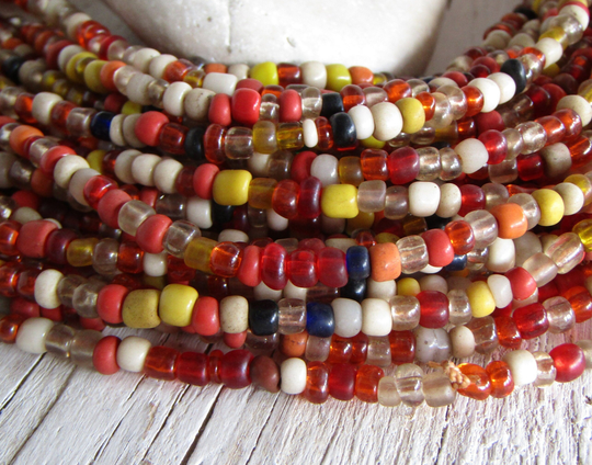 Mix Glass Seed Beads , Small Barrel Tube Spacer, Opaque & Transparent, Indonesia 3 To 5mm Dia | 44 Inches Strand 20Bb19-5