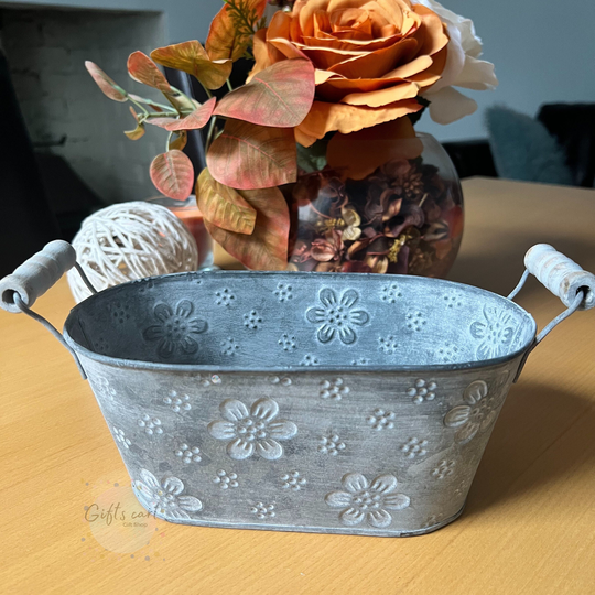 Outdoor Garden Planter Vintage Patterned Metal Bucket Flower Plant Pot Pots - 7 Variations UK