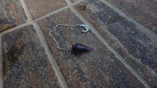 Amethyst Pendulum 319 | Crescent Moon Spiritual Dowsing Empath Crystal Divination Tool Psychic Reading Healing Gemstones