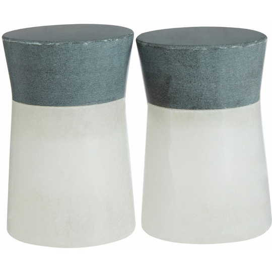 Premier Housewares - White and Grey Salt and Pepper Shaker Set/ Coordinating Colors/Made From Soapstone / Adds a Visual Aesthetic Shakers 5 x 8 x 5