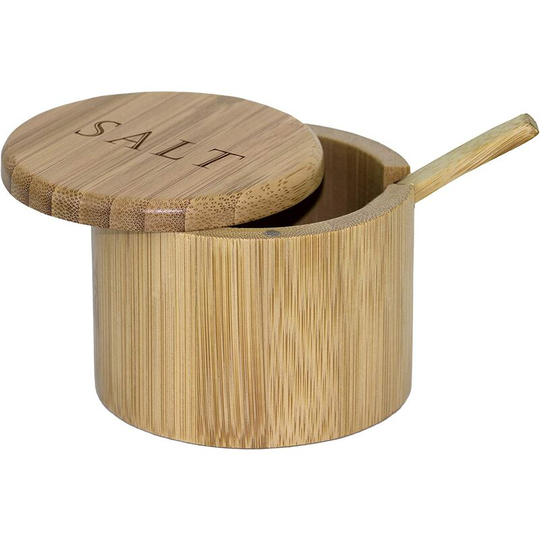 Totally Bamboo Salt Box, Bamboo Storage Box with Magnetic Swivel Lid, Hawaiian Islands Engraved on Lid
