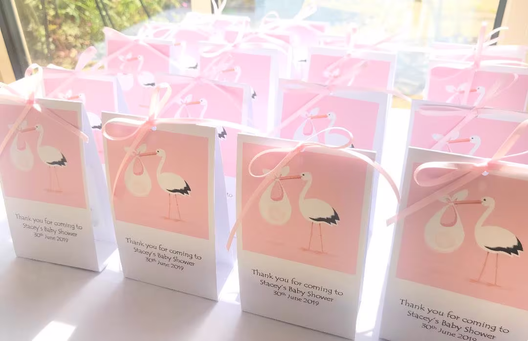 1.25 Each, Personalised Baby Shower Favours Stork & Feet Designs Seeds