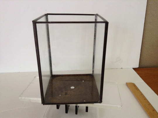 Vintage Brass & Glass Plant Container Or Candle Holder~7"H X 5.25