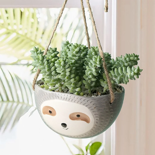 Hanging Ceramic Sloth Pot, Novely Hanging Basket Makes A Great Gift, Indoor Plant Pot Animal Design Material Hand Made