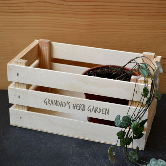 Personalised Wooden Crate With Engraved Message