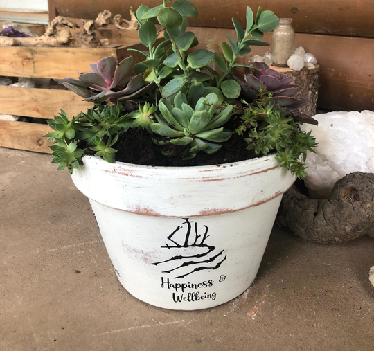 Happiness & Wellbeing Sigil Flower Pot, Sigil, Indoor Planter, Chalk Painted Large Planter