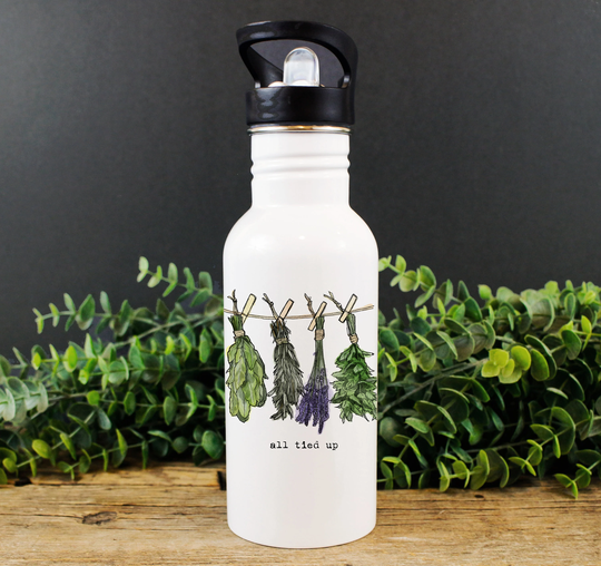 Hanging Herbs Water Bottle - Gift For Gardener, Plant Lover, Herb Garden, Exercise, Travel, Outdoors, Nature Walks, Campers, Planting