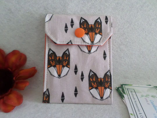 Foxes - Multi-Purpose Fabric Mini Pouch Birth Control Case, Business Card Holder, Tea Bag Holder Ready To Ship Free Standard Us Shipping