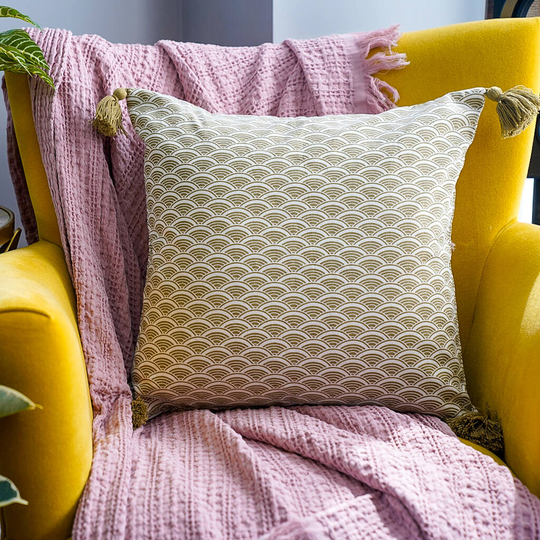 Ikigai Recycled Cotton Cushion Cover In Herb