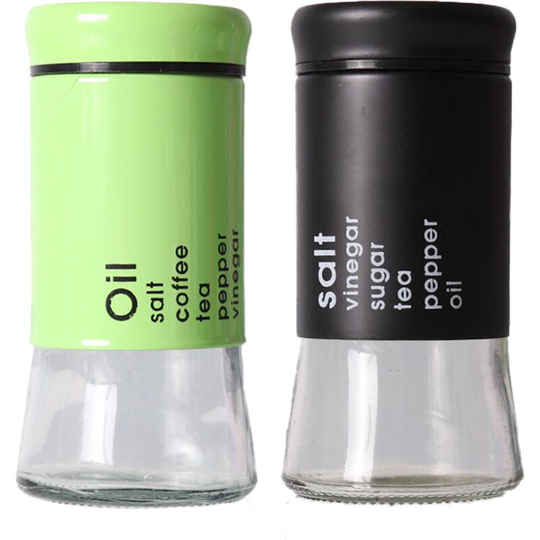 Fvbjd - Kitchen glass seasoning bottle barbecue pepper powder sprinkler bottle floor stall salt monosodium green + black