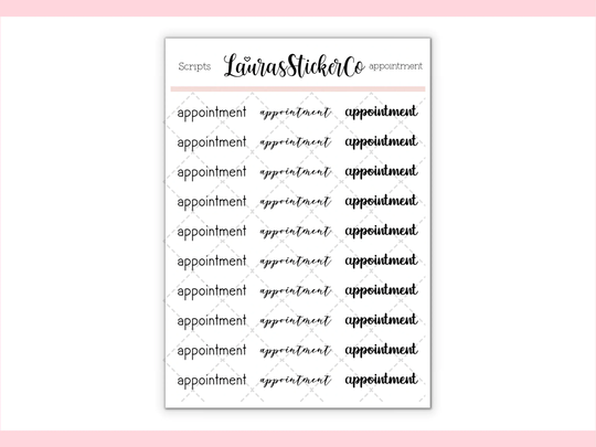 Appointment Scripts // Stickers, Lettering, Functional, Reminder, Planning Journal, Medicine, Medication, Pick Up