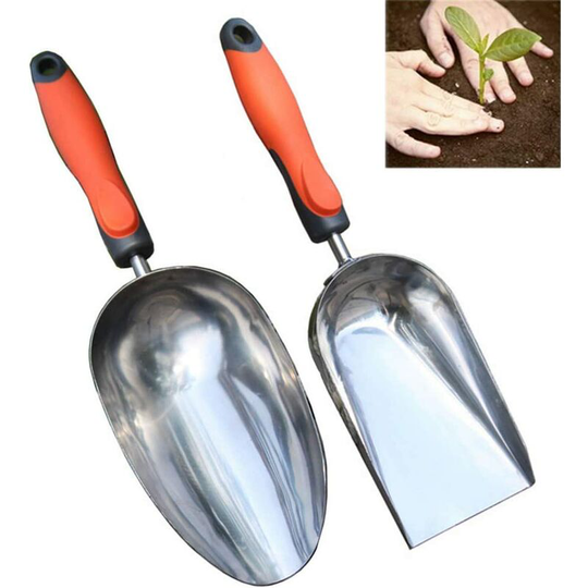 Bearsu - Stainless Steel Flower Shovel Potted Planting Shovel Garden Planting Tools Outdoor Gardening Supplies Round + dish