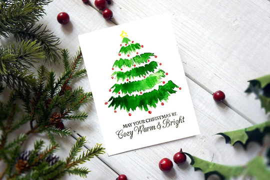 Christmas Greeting Cards, Tree Boxed Card Set, Handmade Card, Holiday Card Season Greetings, Gifts Wishes
