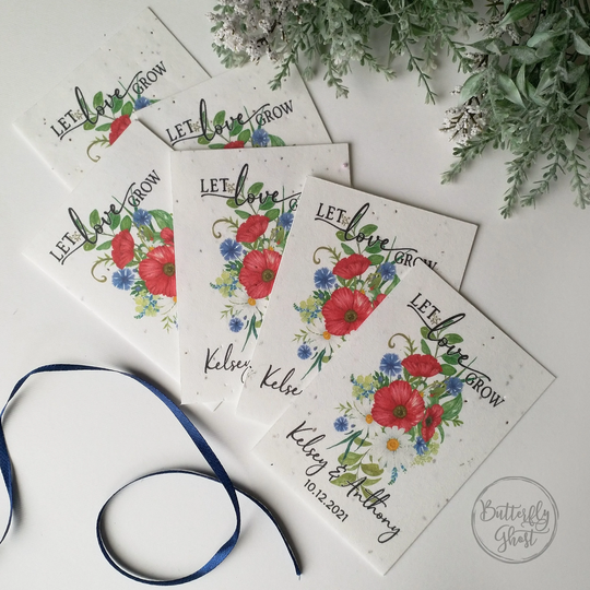 Bulk Seed Paper Mini Cards With Poppy Flowers