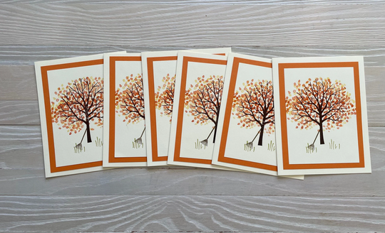 Seasonal Trees Fall Note Cards, Set Of 6, Fall Tree Blank Inside