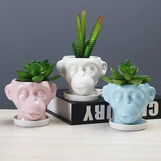 Monkey Planter, Plant Pot, Animal Pot For Succulents Plants, Flower Ornament, Pen