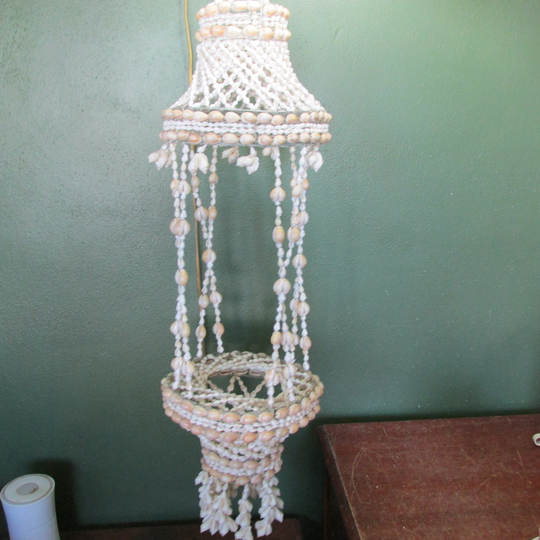 Seashell Plant Hanger Vintage Cowrie Shells