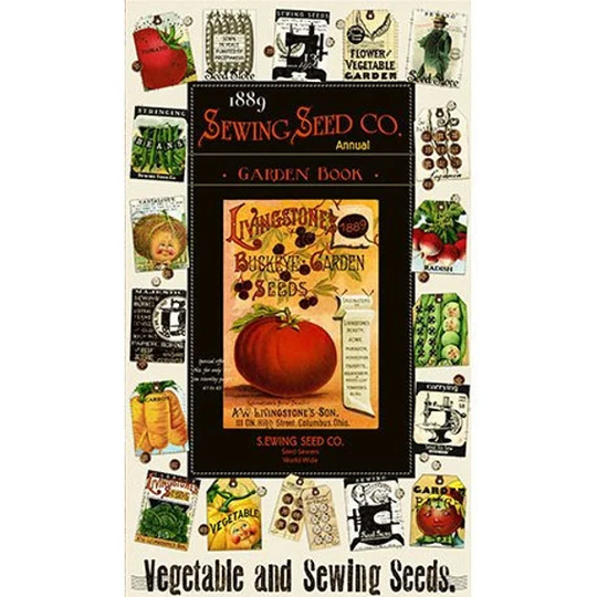 Vegetable Quilting Panel, Seeds Printed Cotton, Tomato Fabric, Vegetable Sewing Panel