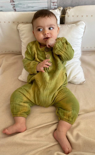 Baby Rompers, Natural Dyeing, Boho Clothes, Kids Spring Overalls, Organic Cotton Muslin, Gots Certificate, Mulberry Leaf