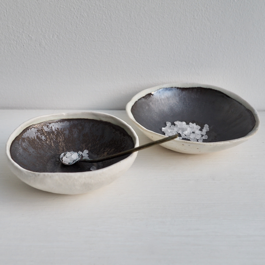 Handmade Mini Black Pottery Salt Or Ring Dish