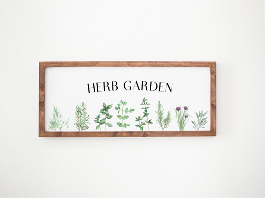 Herb Garden Watercolor, Framed Without Glass Art, With Or Without Words, Kitchen & Dining Decor, Canvas Prints, Ready To Hang