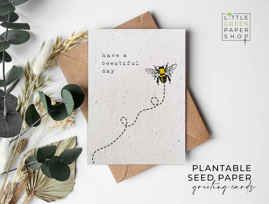 Bee Stationary, Plantable Seed Cards, Bee Keeper Gift, Paper Cards, A6 Beeutiful Honey Blank Eco-Friendly, Biodegradable