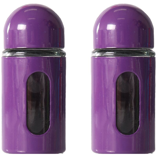Fvbjd - Glass Salt and Pepper Shakers with Adjustable Pour Holes - Stainless Steel Salt Shaker and Pepper Shaker Purple