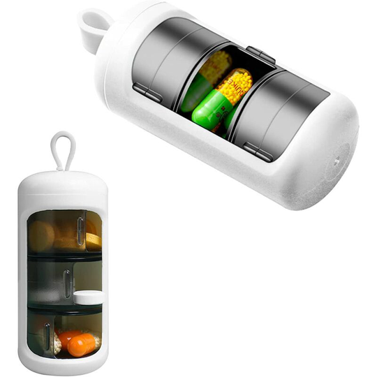 Perle Rare - 3 Compartment 7 Day Medication Pill Box, 3 Times Daily Pill Box Mini Portable Lightproof, Waterproof for Travel (white).