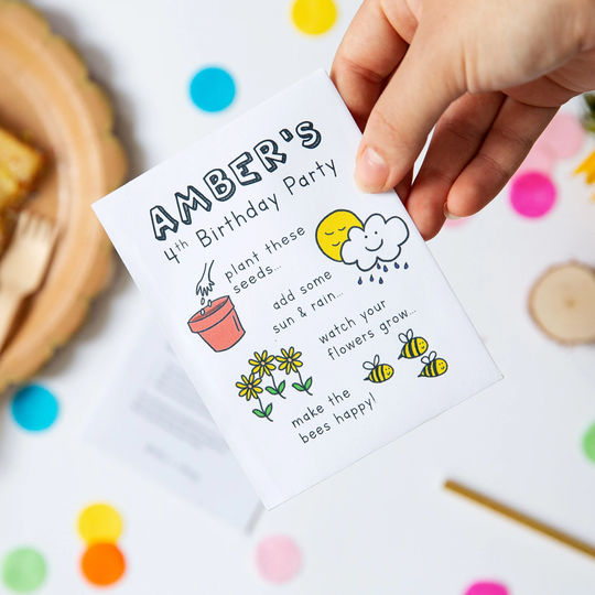 10 Happy Bee Wildflower Seed Birthday Party Favours