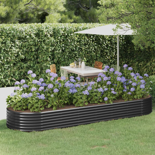 Asupermall - Garden Planter Powder-coated Steel 322x100x36 cm Anthracite