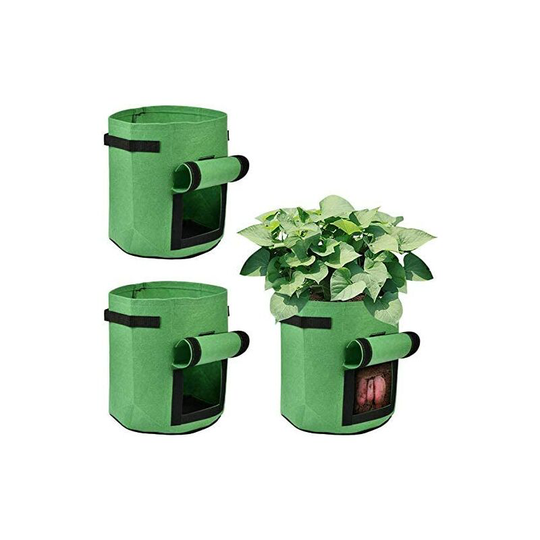 Sack for tomato growing, 2 bags for planting vegetables in breathable and resistant fabric with access flap and resistant nylon handles (green) - 7