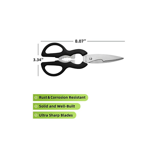 Kitchen Scissors by, Multi-Purpose Scissors Bottle Opener Nutcracker Utility Scissors Meat Scissors Poultry Scissors, Fine Serrated Kitchen Scissors,