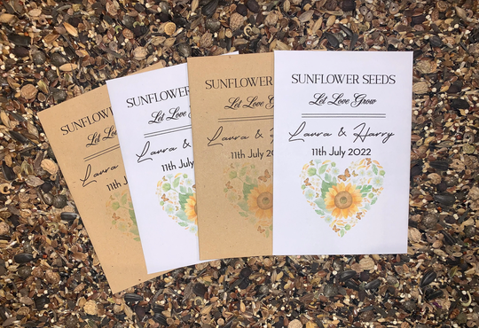 Personalised Sunflower Seed Packets Envelopes Wedding Favours