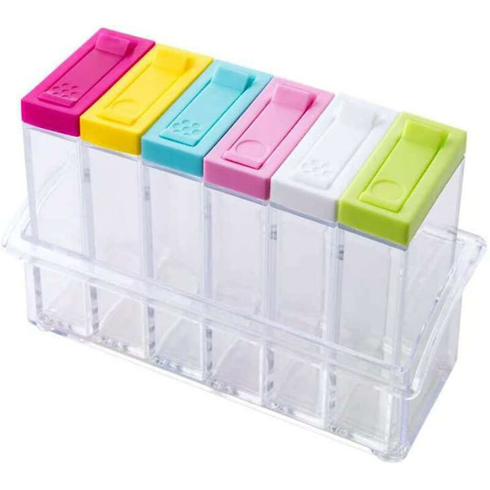 6pcs Salt And Pepper Shakers Spice Box Plastic For Storing Spices -Thsinde