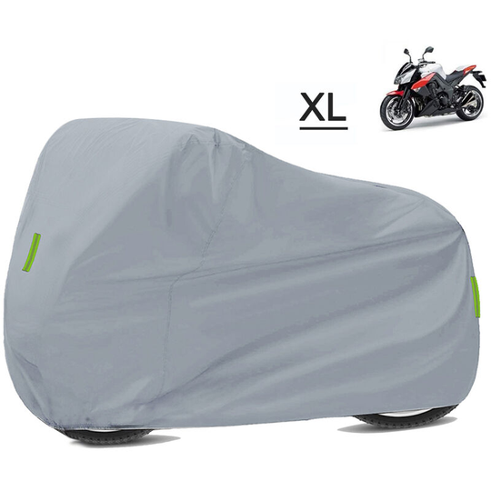 Superseller - Universal Motorcycle Cover - All Season Waterproof Outdoor Protection Against Dust, Debris, Rain and Weather, Silver&XL - Silver&XL