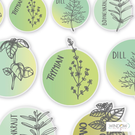 Kitchen Organization, Dried Herbs, Storage Jars, Stickers, Lable, Reusable Herbs Organizing Glass Clings