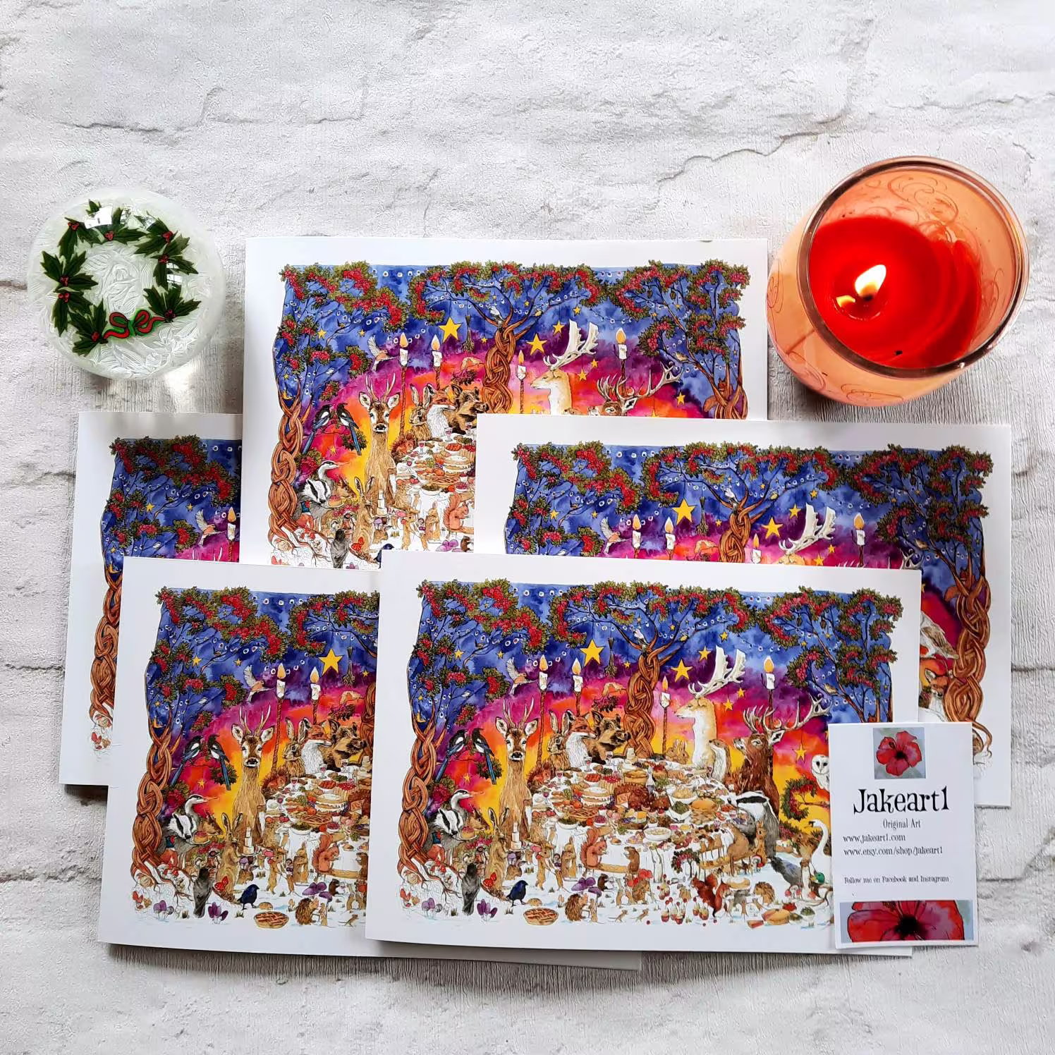 Christmas Cards Wildlife Pack Of 5 Luxury A5 Original Art 1 Design