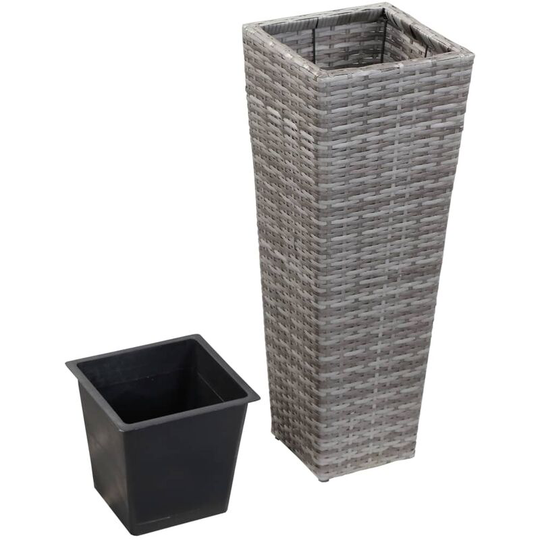 Asupermall - Garden Raised Bed 30x30x80 cm Poly Rattan Grey