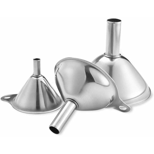 Thsinde - 3 Pieces Mini Stainless Funnel, Stainless Steel Kitchen Funnel Set, Mini Metal Funnel, for Separate Liquids, Cooking Oil, Seasoning or