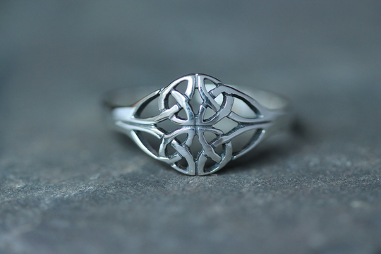Celtic Knot Ring - Horizontal Four Seasons | Thick Design Scotland -Scottish Jewelry Edinburgh -Hallmarked 925 Sterling Silver