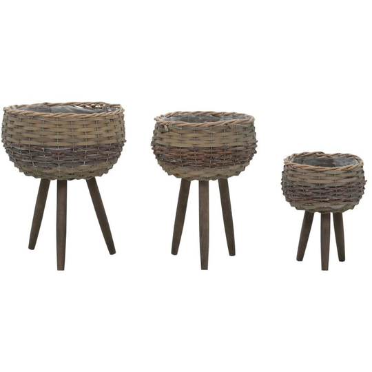 Hommoo - Planter 3 pcs Wicker with pe Lining VD12746