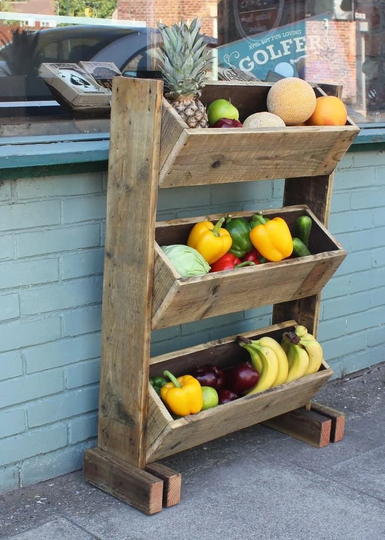 Reclaimed Wooden Three Tiered Free Standing Garden Planter/ Fruit & Veg Box