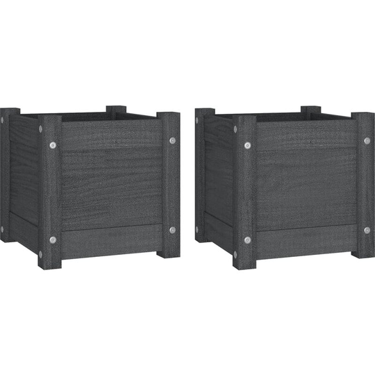 Garden Planters 2 pcs Grey 31x31x31 cm Solid Pinewood Vidaxl Grey