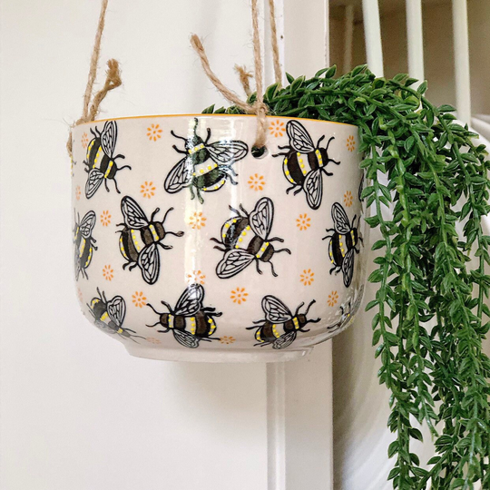 Ceramic Hanging Planter , Plant Pot Modern Queen Bee Indoor Outdoor Plants, Home Decor