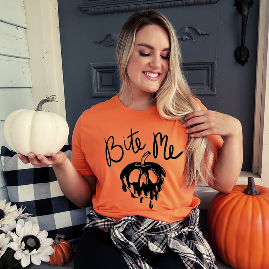 Perfect Pumpkin Bite Me Halloween Custom Made Design For The Holiday Season, Women's Festive T-Shirts, Unisex Fit Every Day Wear