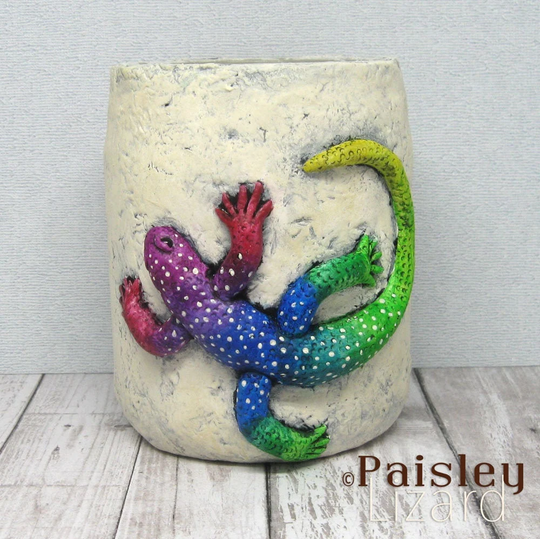 Rainbow Lizards Planter Utensil Tool Holder By Paisley Lizard